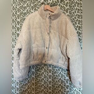 ARULA Cream Cozy Jacket with Plush Trim